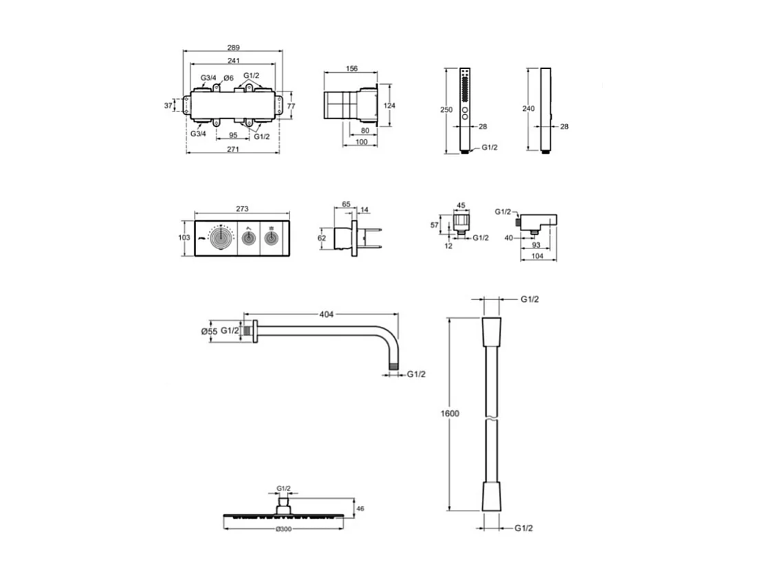 Colonne de douche encastrée thermostatique JACOB DELAFON Grands Boulevards laiton brossé