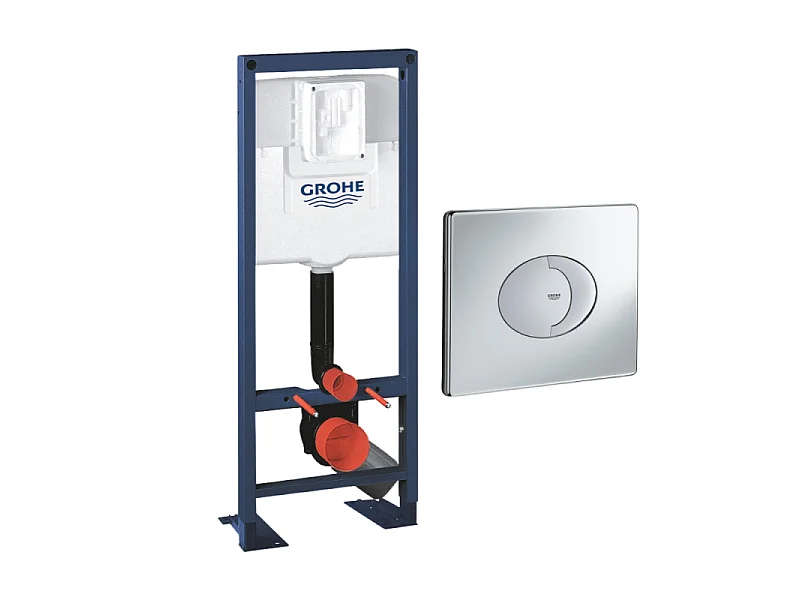 Bâti-support WC autoportant GROHE Rapid SL largeur réduite avec plaque de commande Skate Air horizontale chromée