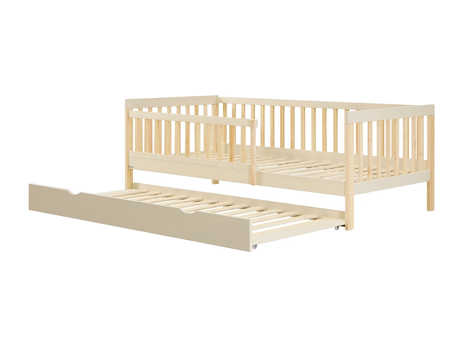 Lit 90 x 190 cm avec tiroir gigogne - Pin et MDF – Beige et Naturel - PROVIATI