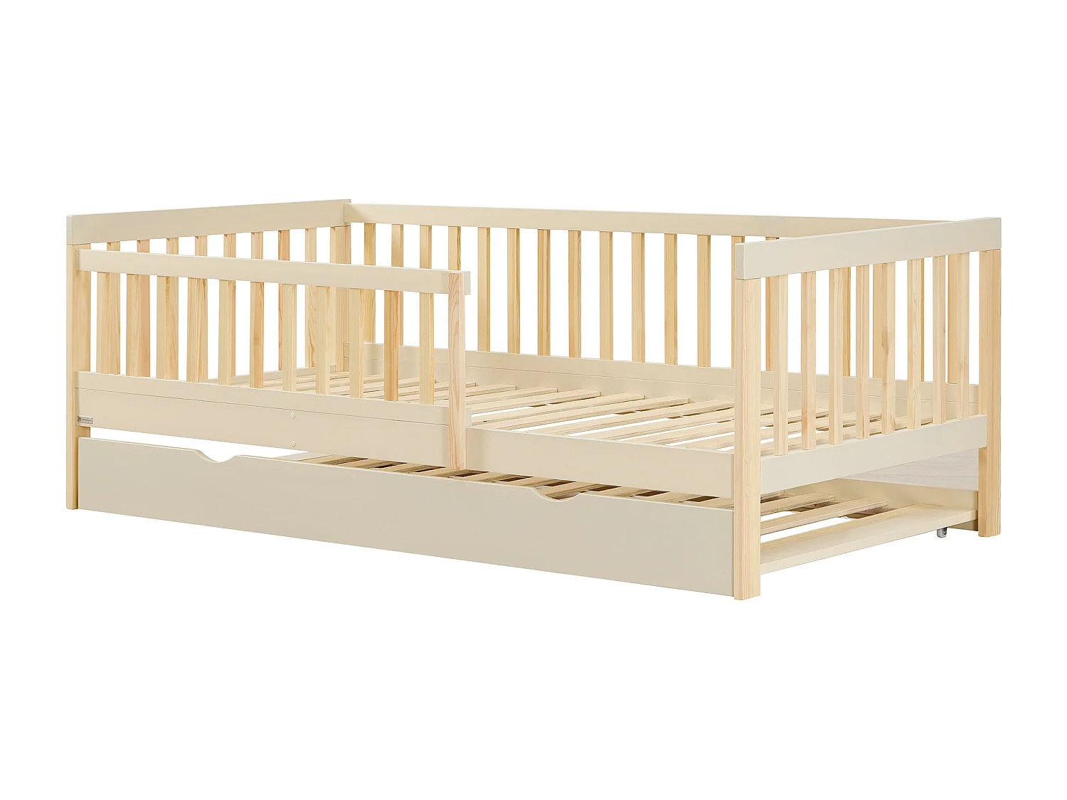 Lit 90 x 190 cm avec tiroir gigogne - Pin et MDF – Beige et Naturel - PROVIATI