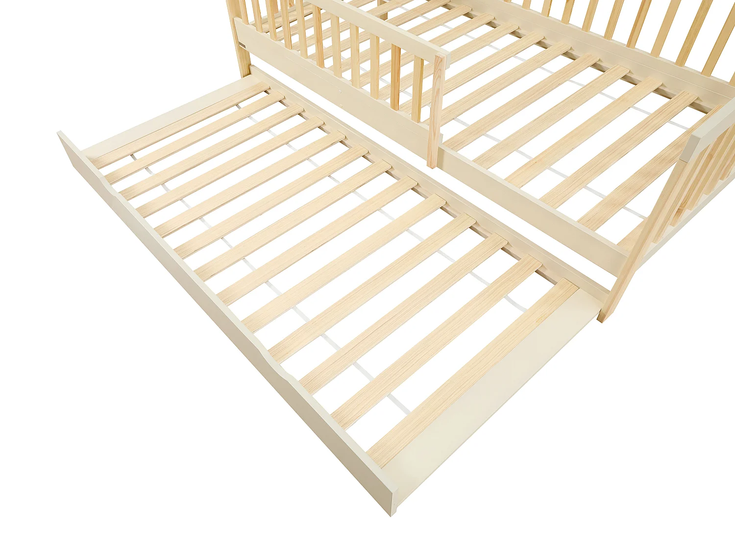 Lit 90 x 190 cm avec tiroir gigogne - Pin et MDF – Beige et Naturel - PROVIATI