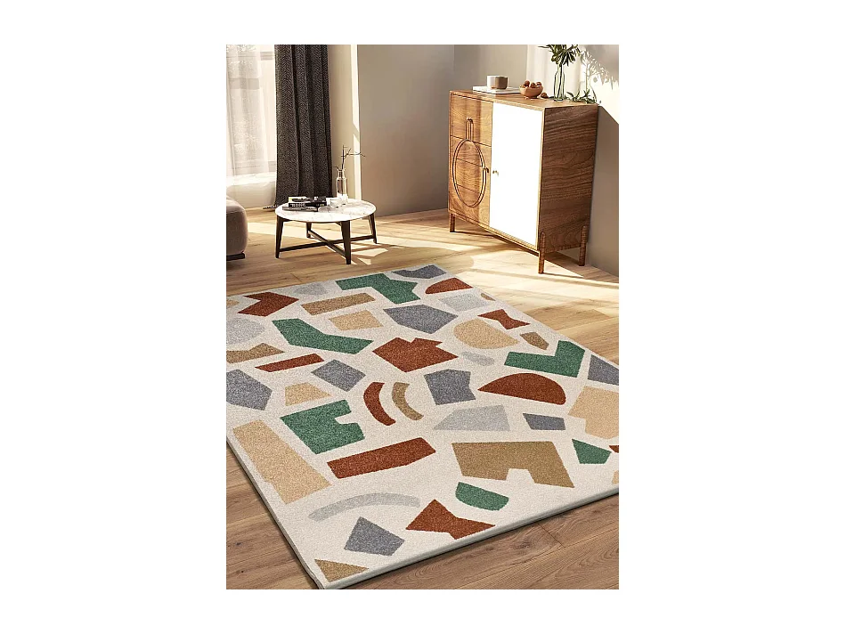 Kurzflorteppich - geometrisch - mehrfarbig - 200x290 cm - BERUTI
