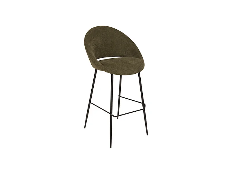 Lot de 2 tabourets de bar rembourrés vert avec repose-pieds - Longueur 54 x Profondeur 52 x Hauteur 101 cm