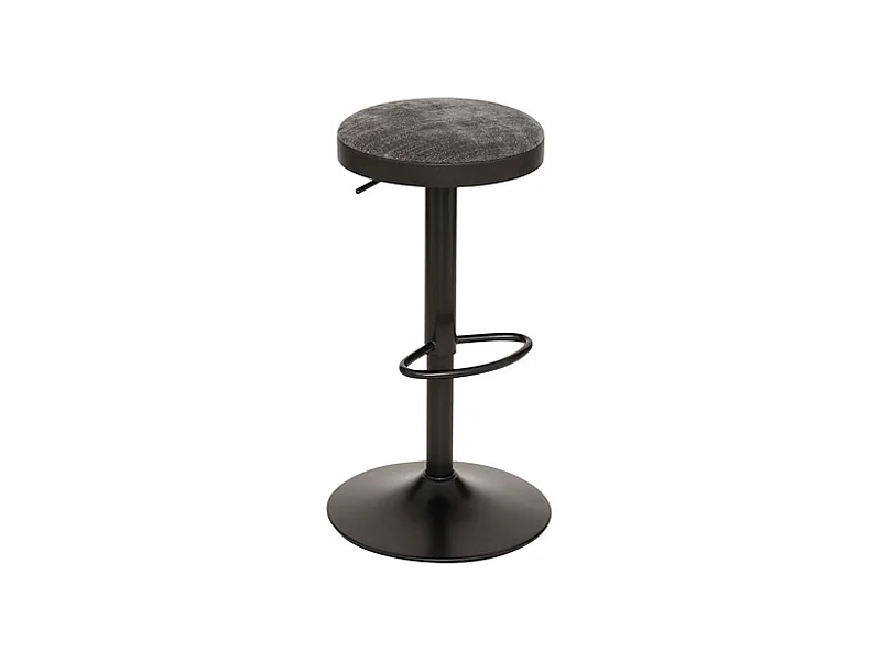 Lot de 2 Tabouret de bar ajustable et pivotant coloris noir et gris - Diamètre 41,5 x Hauteur 76 cm