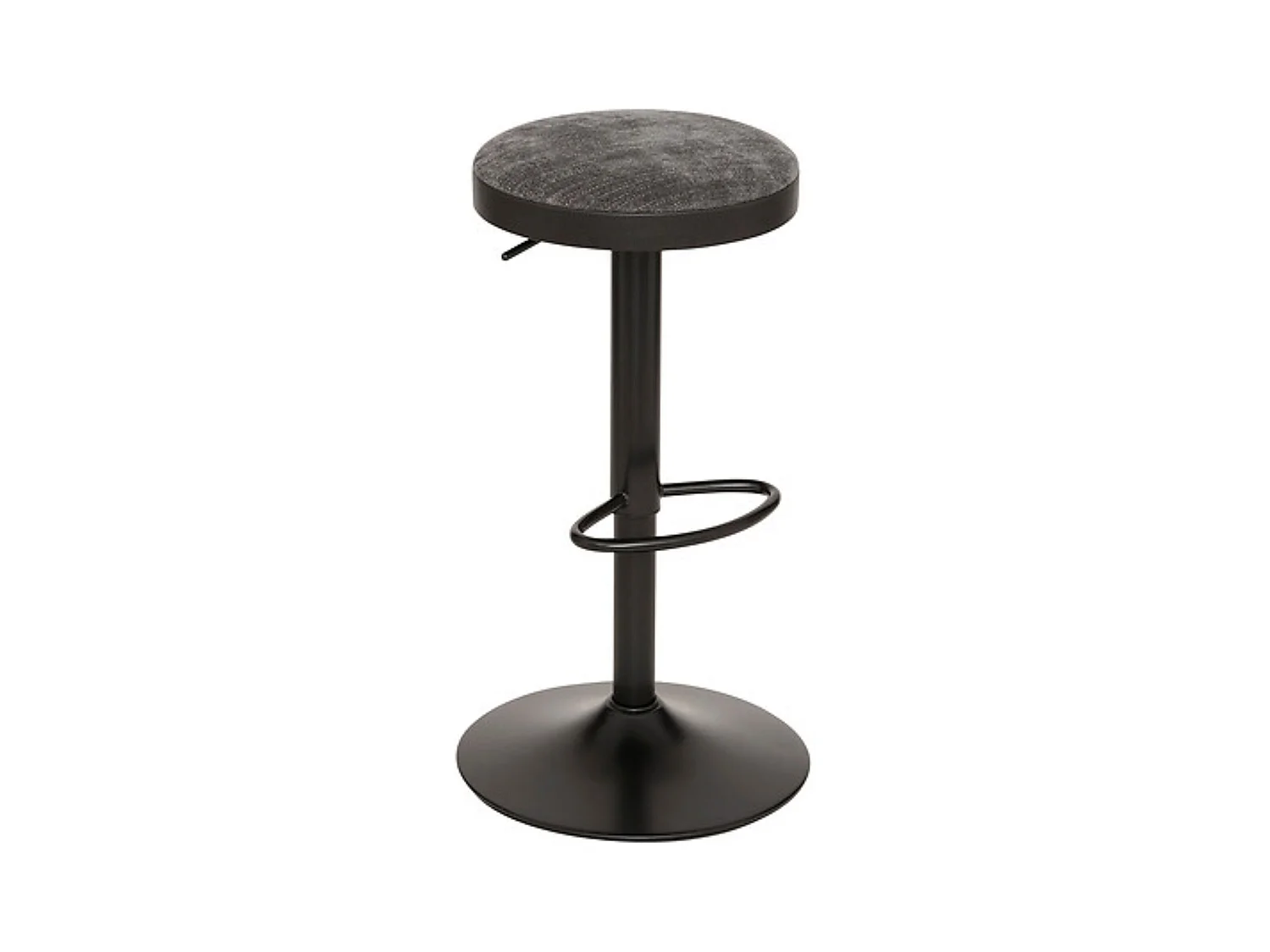 Lot de 2 Tabouret de bar ajustable et pivotant coloris noir et gris - Diamètre 41,5 x Hauteur 76 cm