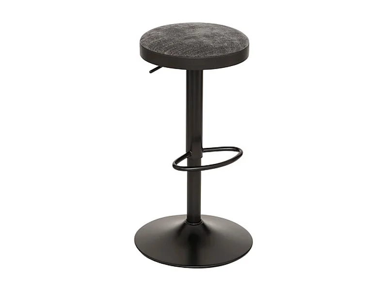 Lot de 2 Tabouret de bar ajustable et pivotant coloris noir et gris - Diamètre 41,5 x Hauteur 76 cm