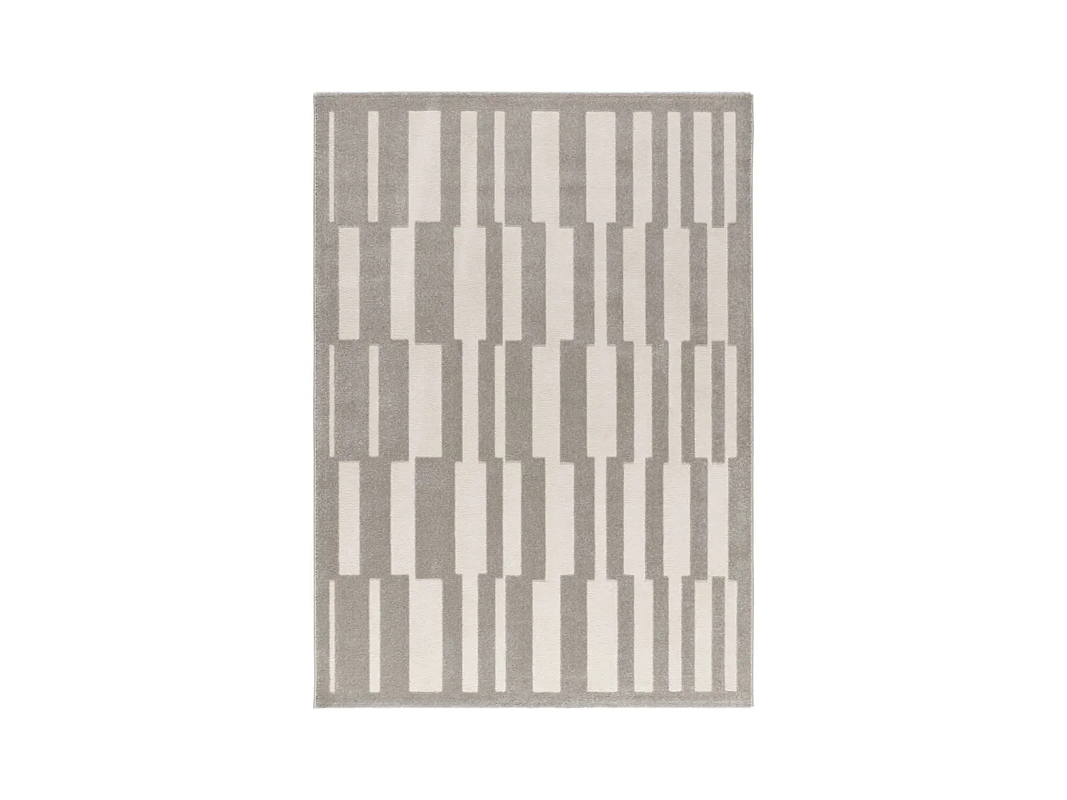 Tapis intérieur - géométrique avec relief - gris / blanc - 133 x 190 cm - BARESA