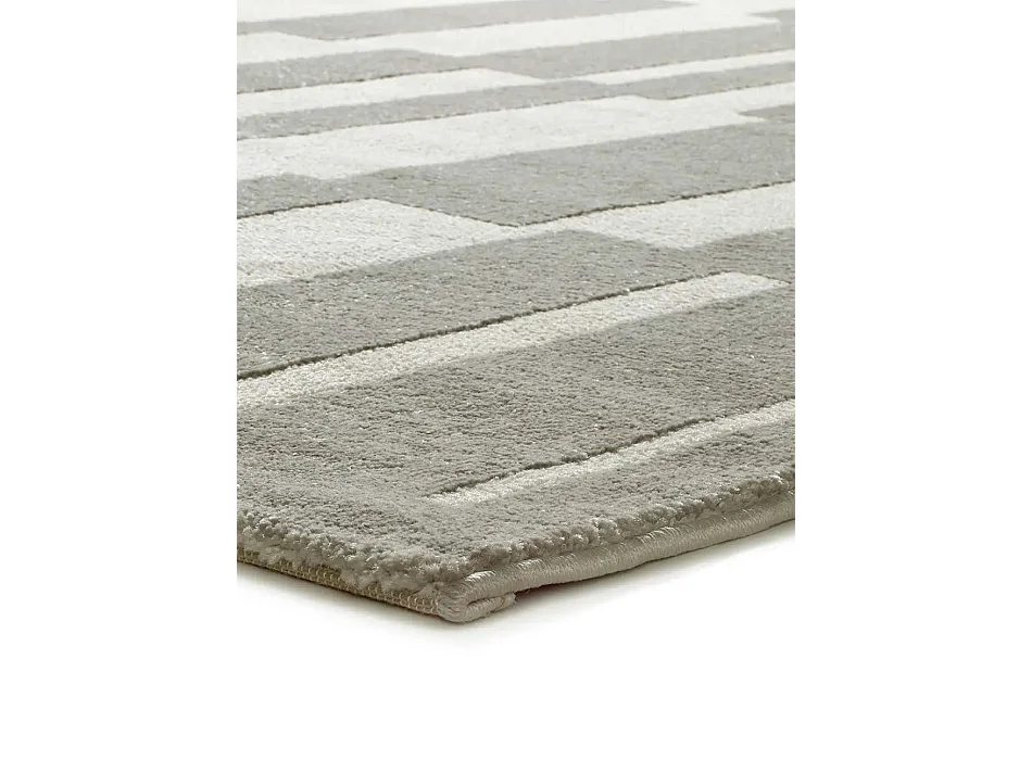 Alfombra interior  - geométrico con relieve - gris / blanco - 133 x 190 cm - BARESA