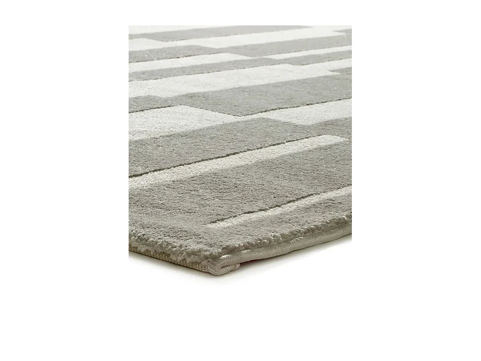 Tapis intérieur - géométrique avec relief - gris / blanc - 160 x 230 cm - BARESA