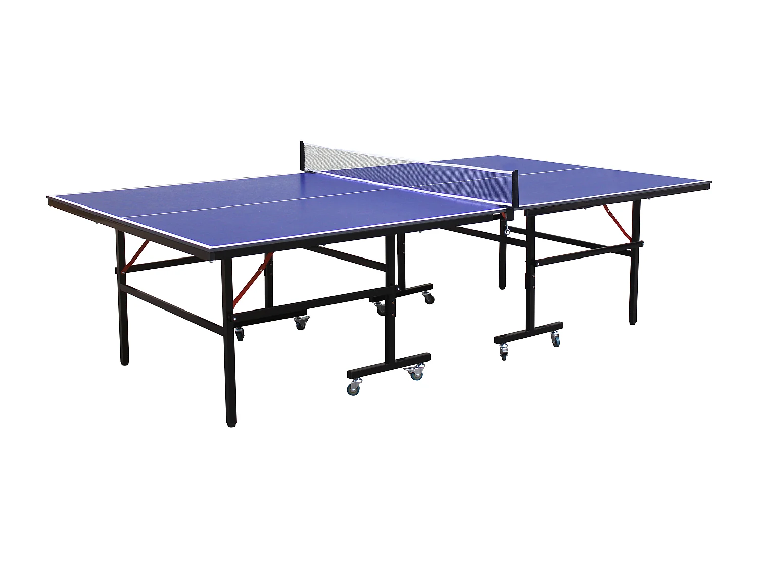 Table de ping-pong bleu pliable à roulettes pour extérieur avec accessoires - L274 x P152.5 x H76 cm - JORDIE