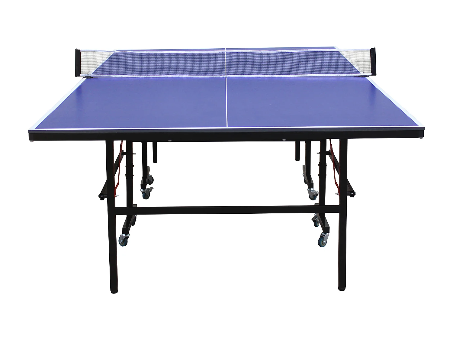Table de ping-pong bleu pliable à roulettes pour extérieur avec accessoires - L274 x P152.5 x H76 cm - JORDIE
