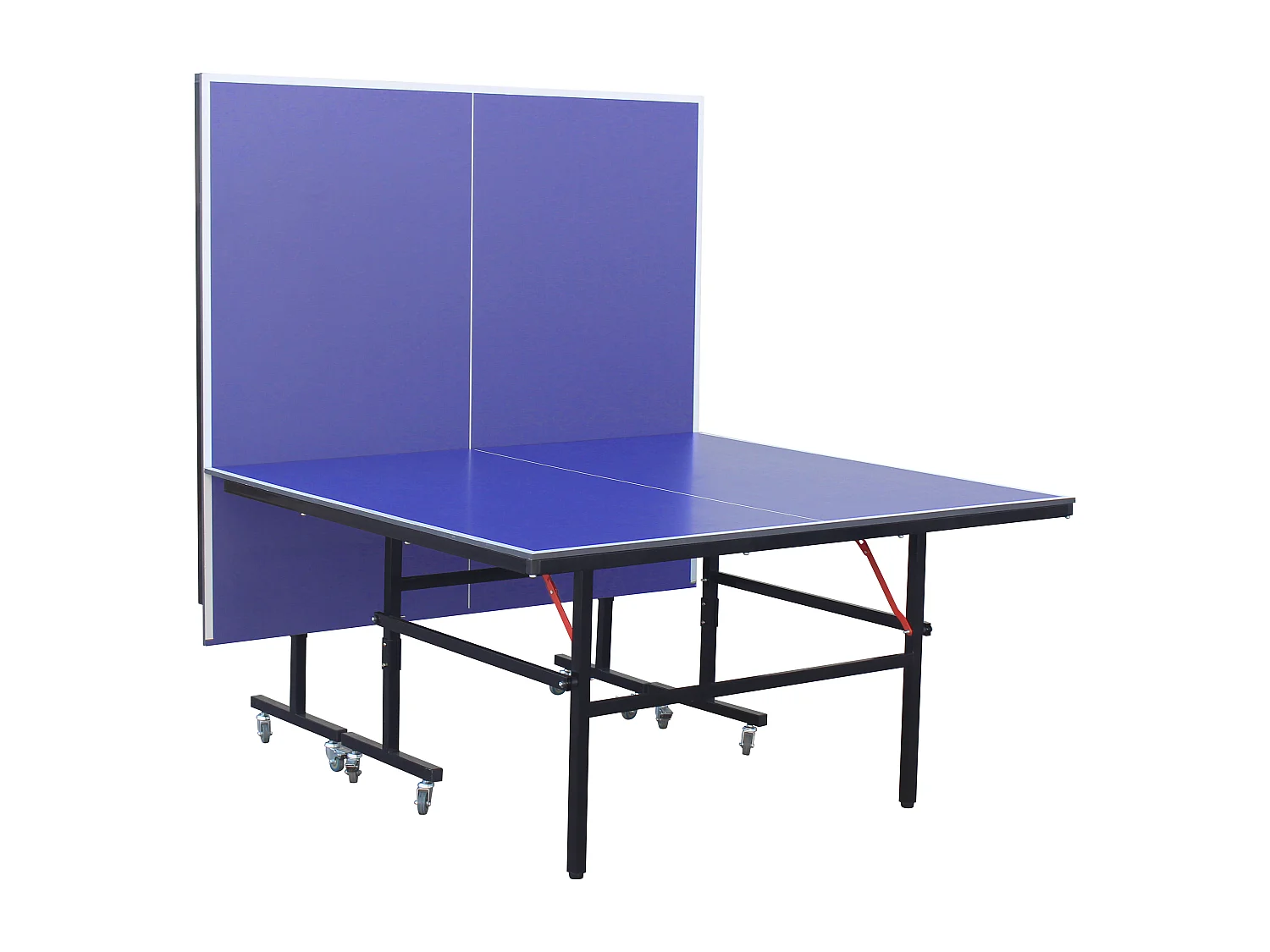 Table de ping-pong bleu pliable à roulettes pour extérieur avec accessoires - L274 x P152.5 x H76 cm - JORDIE
