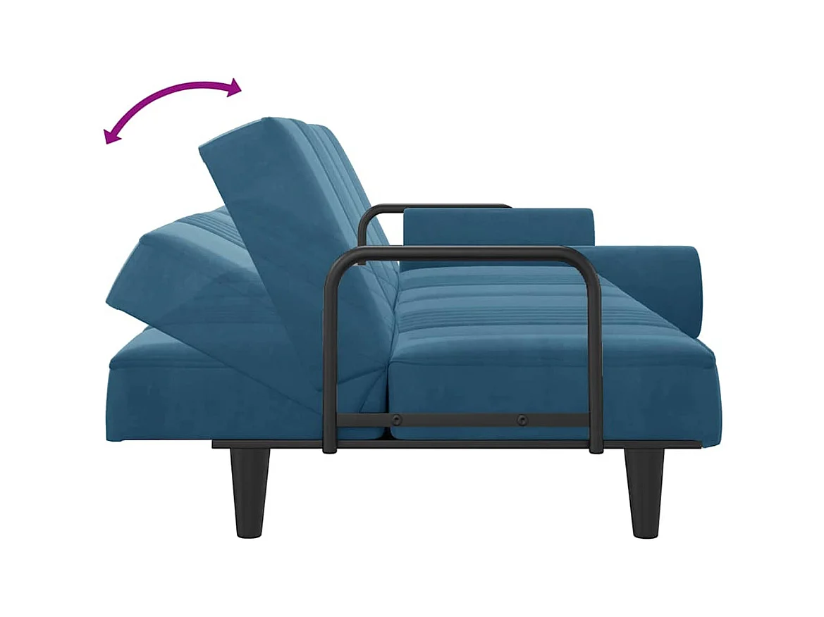 Canapé-lit avec accoudoirs bleu velours