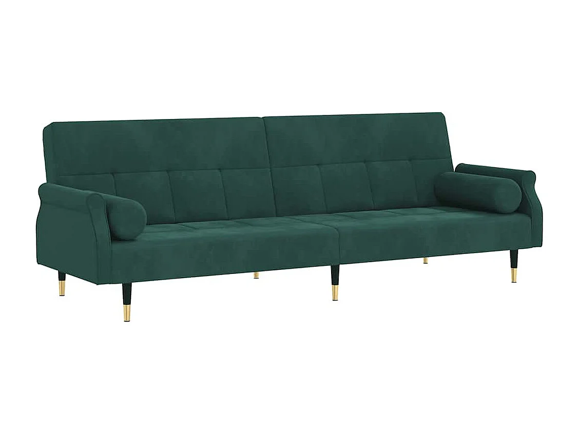 Canapé-lit avec coussins vert foncé velours