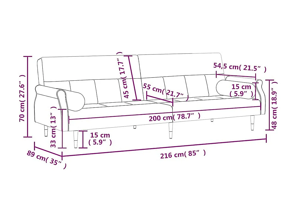 Canapé-lit avec coussins vert foncé velours