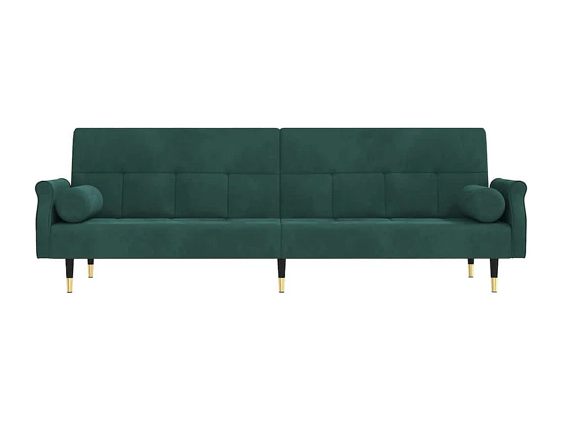 Canapé-lit avec coussins vert foncé velours