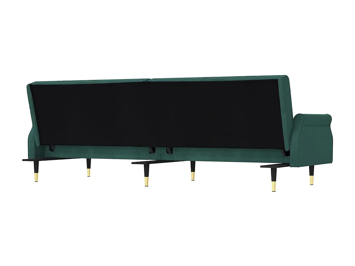 Canapé-lit avec coussins vert foncé velours