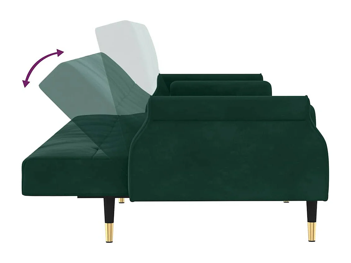 Schlafsofa mit Kissen Dunkelgrün Samt