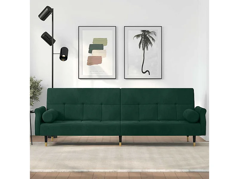 Schlafsofa mit Kissen Dunkelgrün Samt