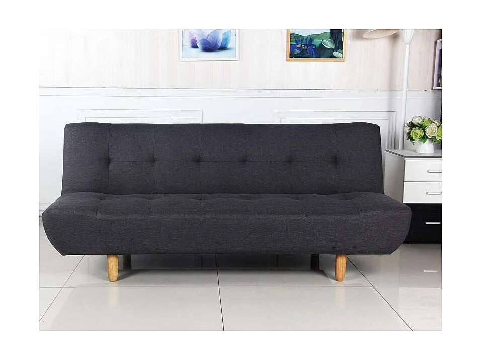 Canapé convertible clic-clac 3 places en tissu gris ZULMA