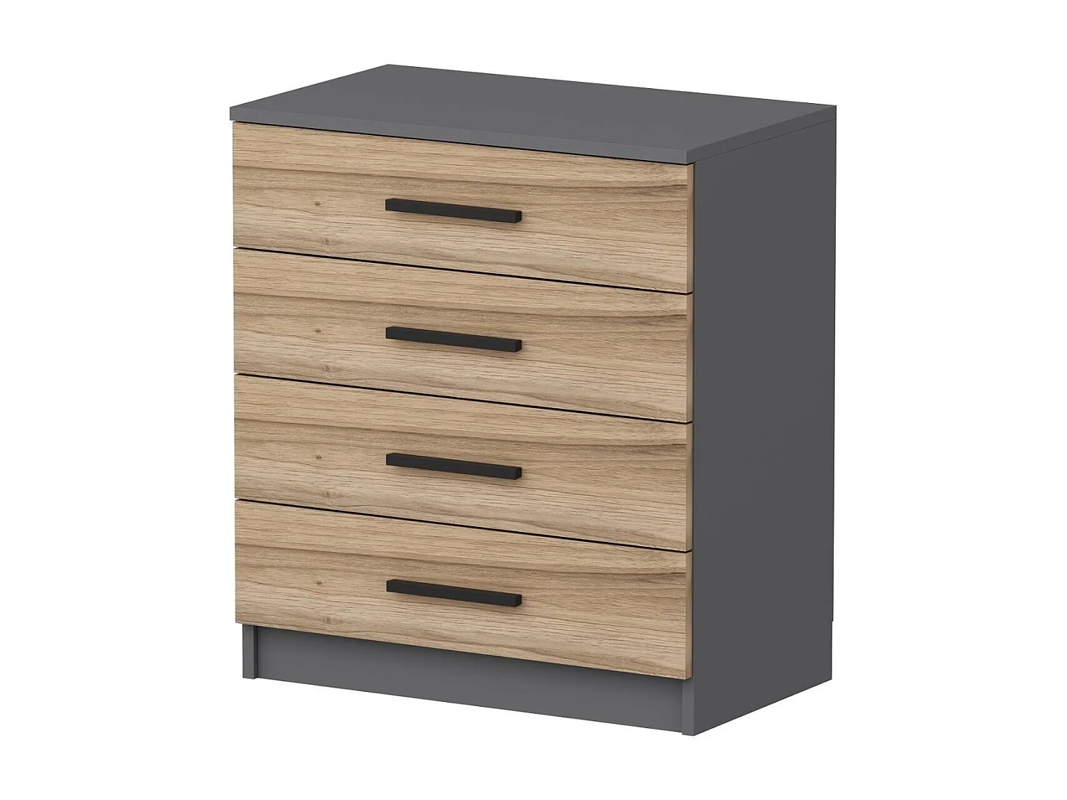 Cassettiera Kailua L104, Noce|Antracite, Con cassetti, Numero di cassetti: 4.00, 79x70cm