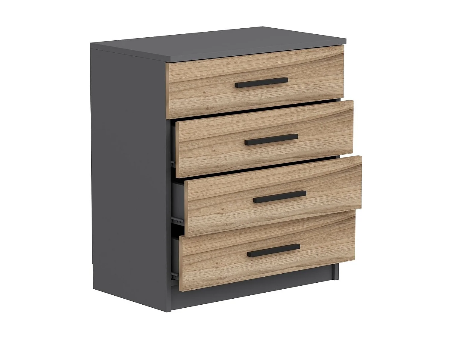 Cassettiera Kailua L104, Noce|Antracite, Con cassetti, Numero di cassetti: 4.00, 79x70cm