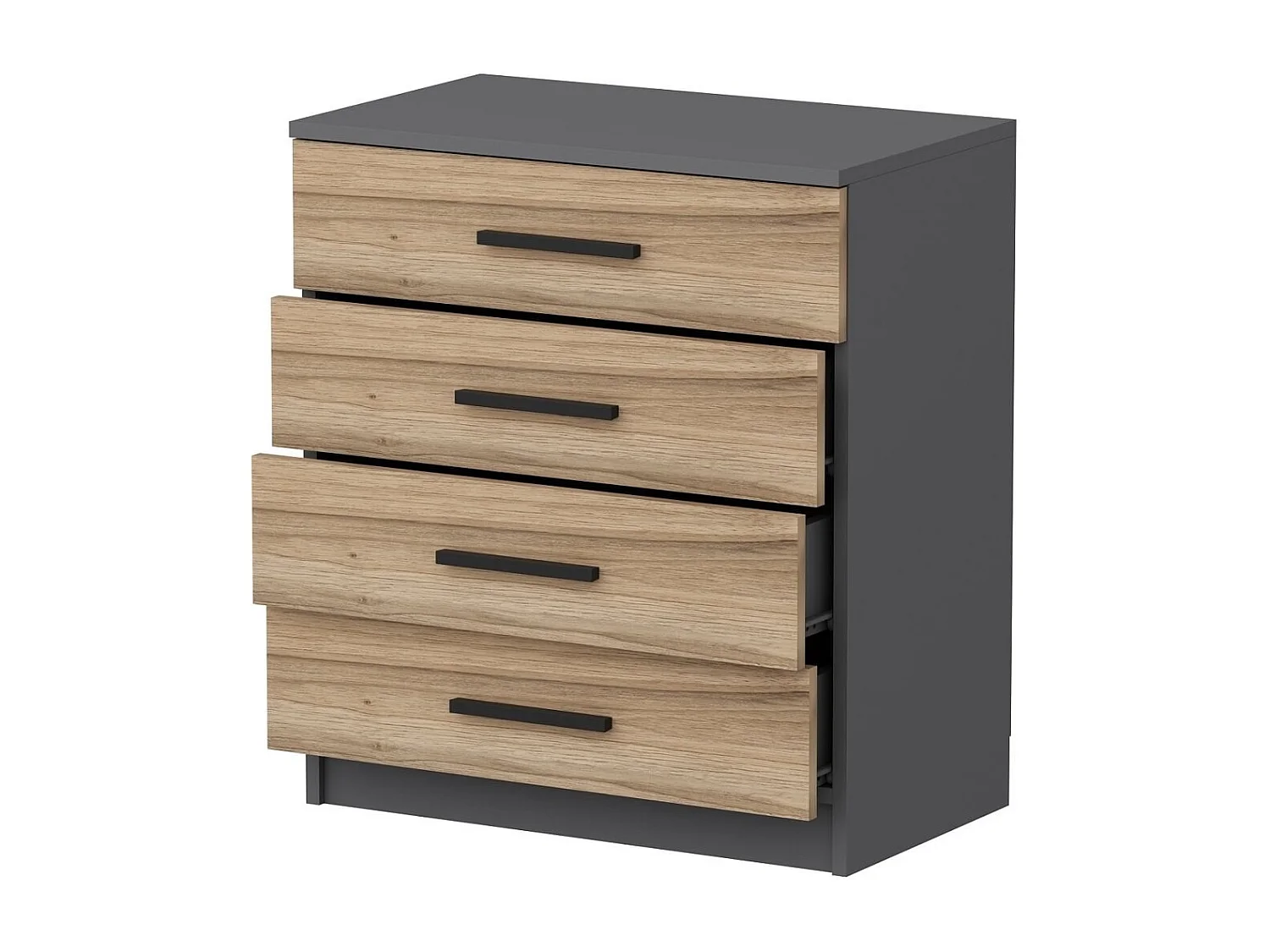 Cassettiera Kailua L104, Noce|Antracite, Con cassetti, Numero di cassetti: 4.00, 79x70cm