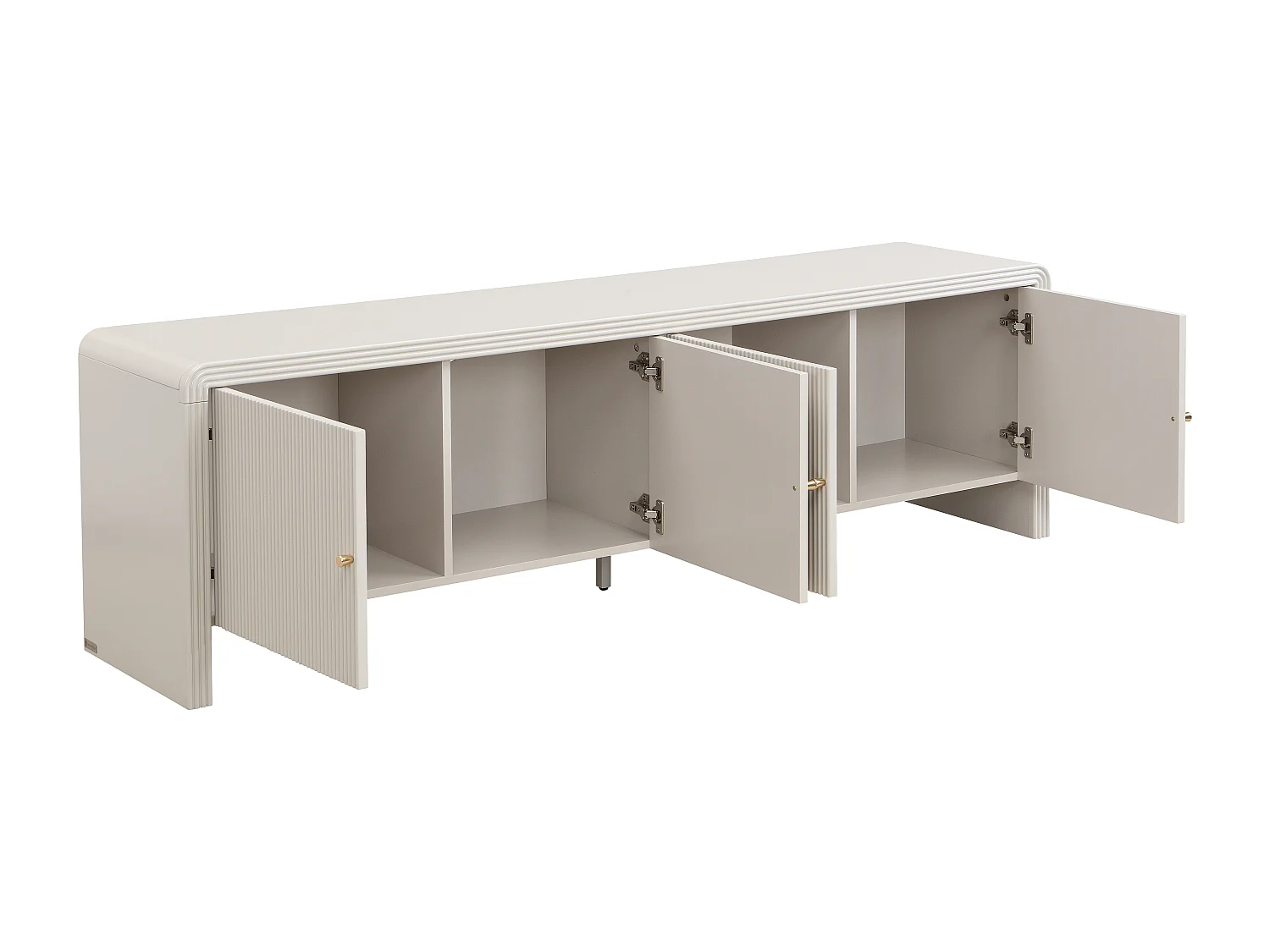 Meuble TV avec 4 portes en MDF - Beige et doré - MIRENALO