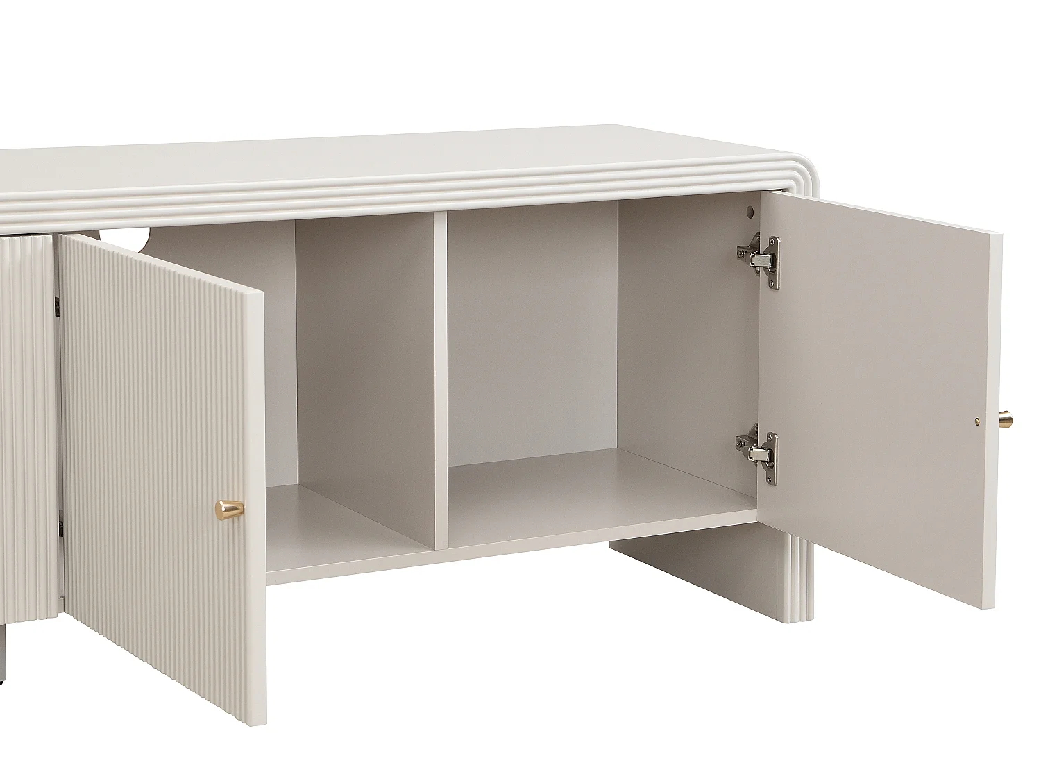 Meuble TV avec 4 portes en MDF - Beige et doré - MIRENALO