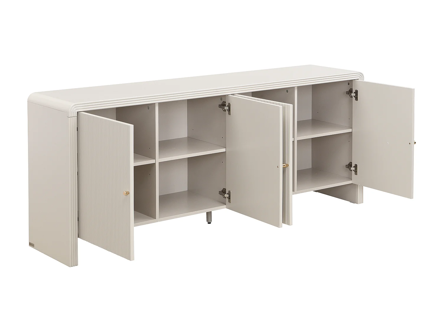 Buffet avec 4 portes en MDF - Beige et doré - MIRENALO