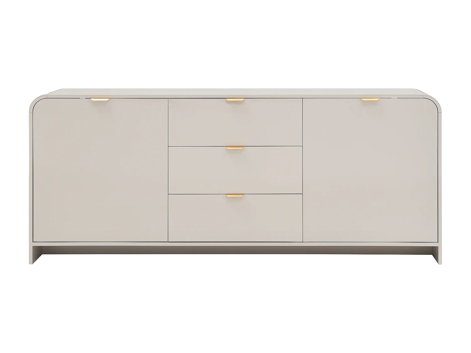 Buffet avec 2 portes et 3 tiroirs - Beige et doré - ORALINO