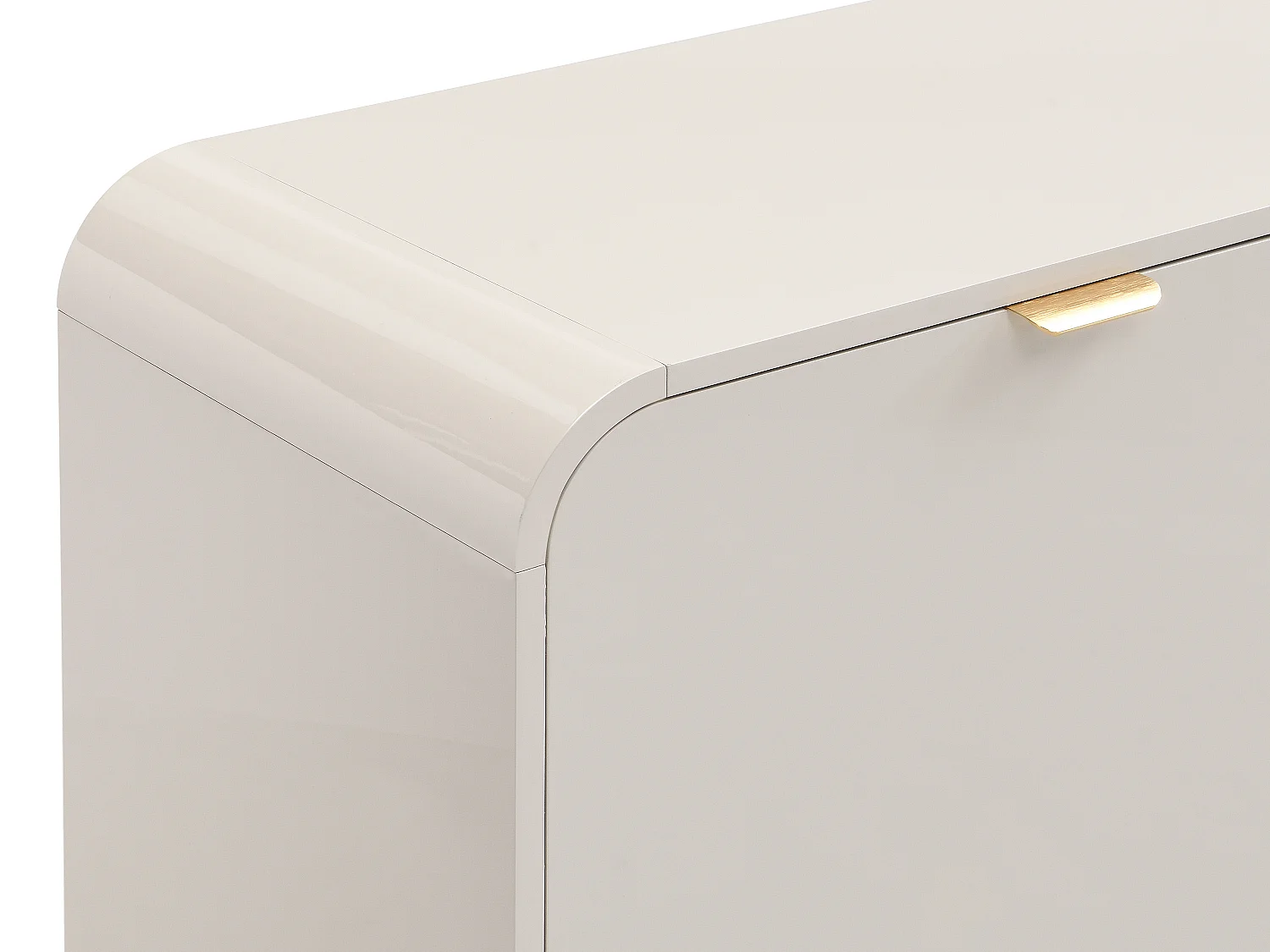 Buffet avec 2 portes et 3 tiroirs - Beige et doré - ORALINO