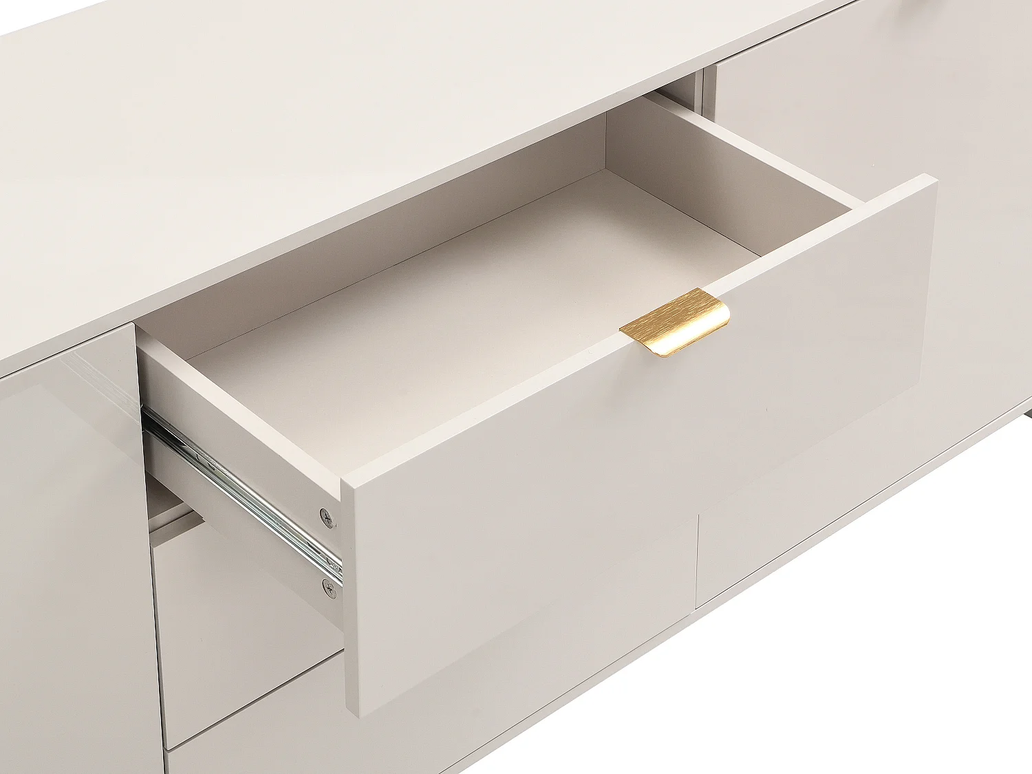 Buffet avec 2 portes et 3 tiroirs - Beige et doré - ORALINO