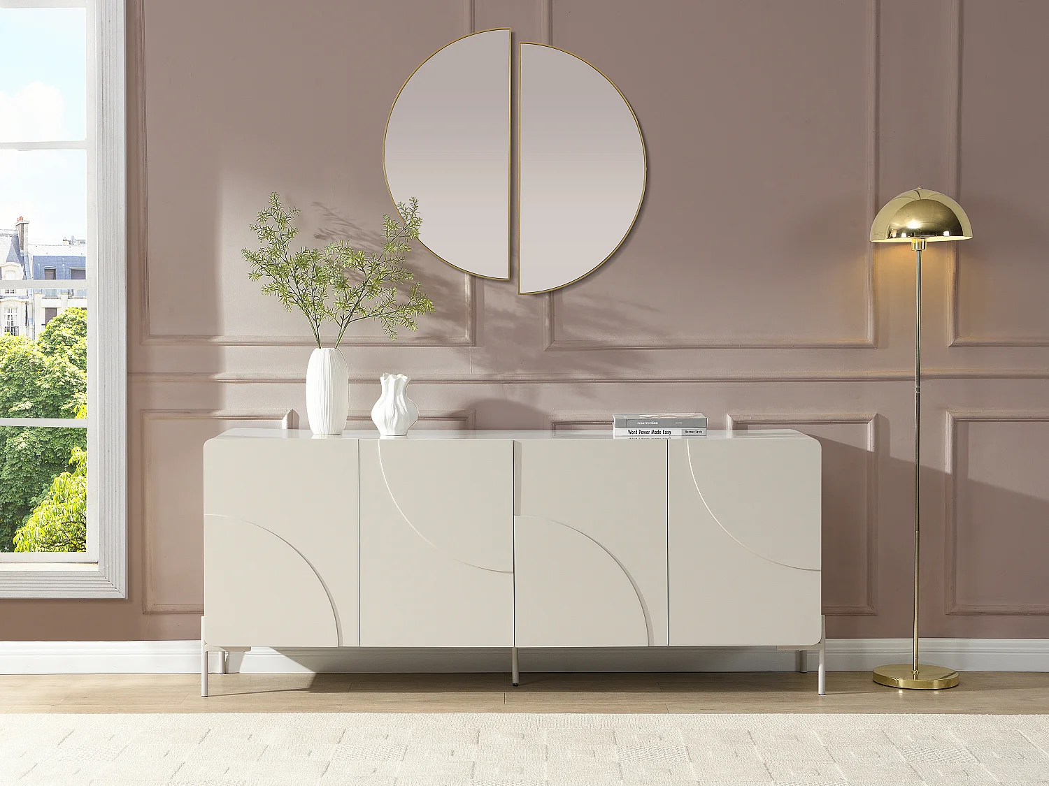 Buffet avec 4 portes en MDF - Beige - ZELINARO