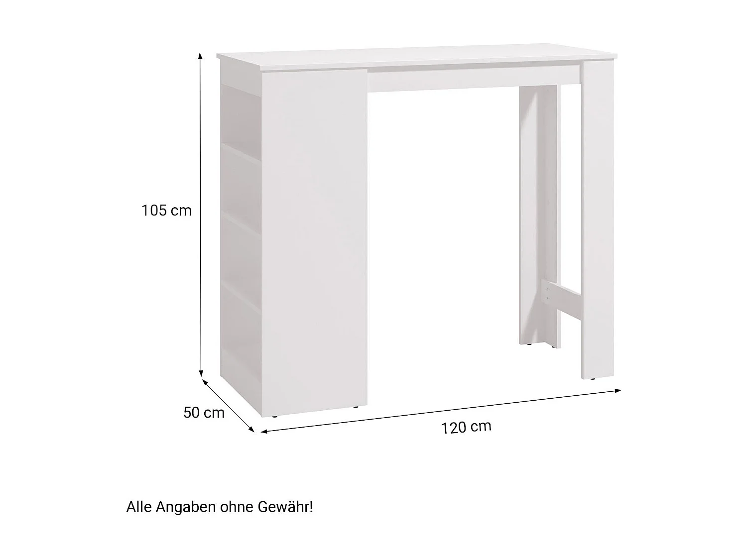 Bartisch 120x50 cm Weiß