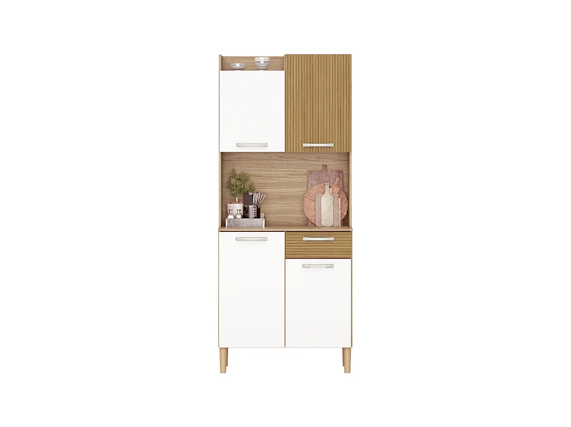 Armario Hogar Moderno con Patas - Multiusos - Roble y Blanco - 175x74x37cm - Buyqualia