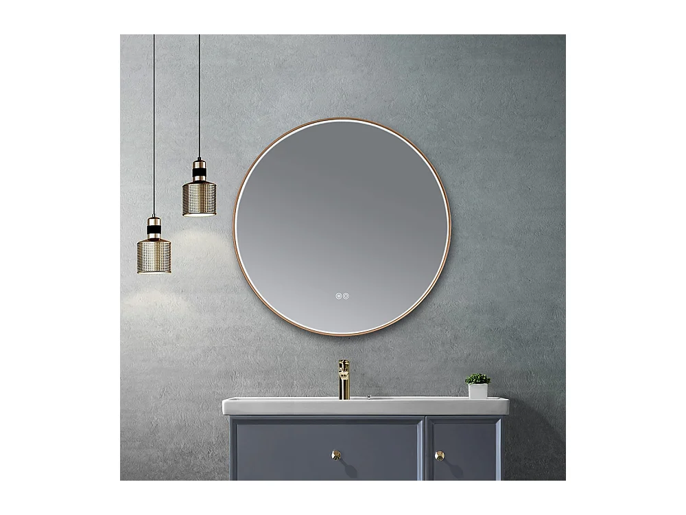 Miroir salle de bain LED rond 60cm cuivré avec anti buée- LuxuryBain