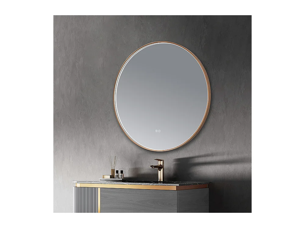 Miroir salle de bain LED rond 60cm cuivré avec anti buée- LuxuryBain