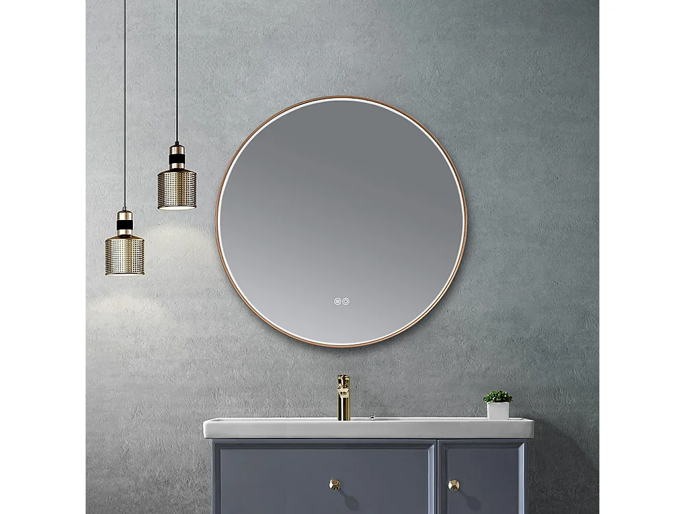 Miroir salle de bain LED rond 60cm cuivré avec anti buée- LuxuryBain