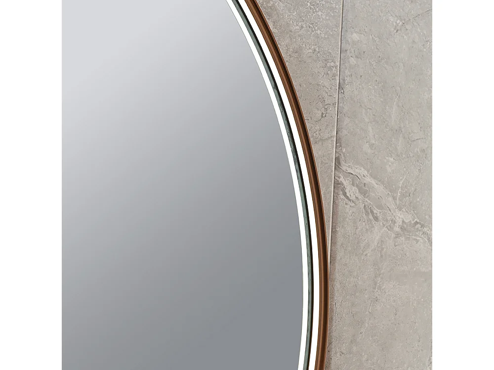 Miroir salle de bain LED rond 80cm cuivré avec anti buée- LuxuryBain