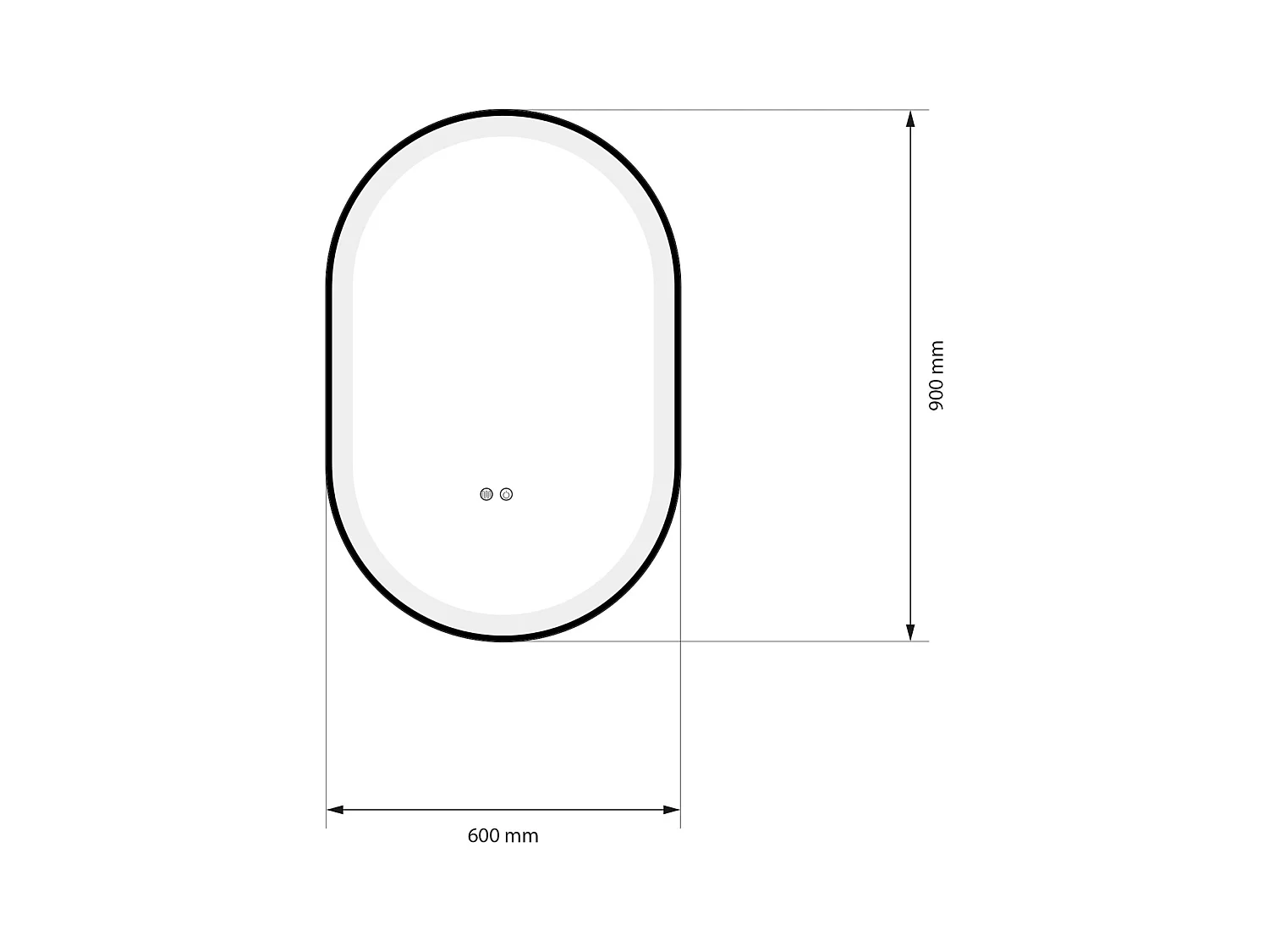 Miroir salle de bain LED ovale 60x90cm anti buée avec cadre en aluminium noir- LuxuryBain