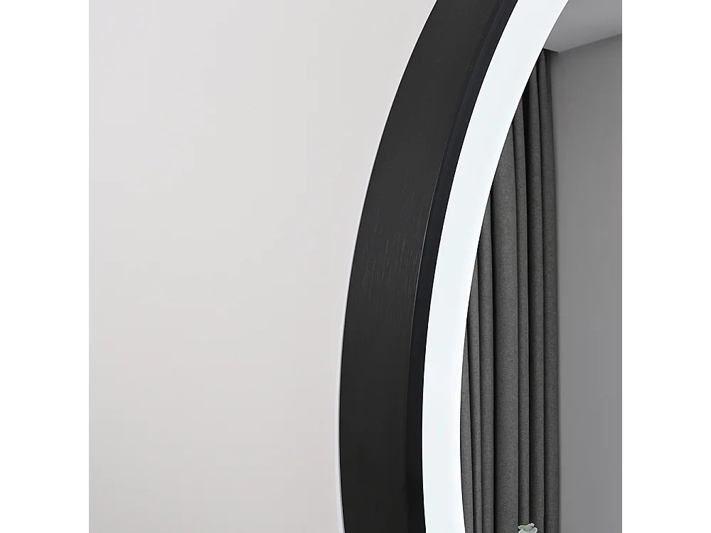 Miroir salle de bain LED ovale 60x90cm anti buée avec cadre en aluminium noir- LuxuryBain