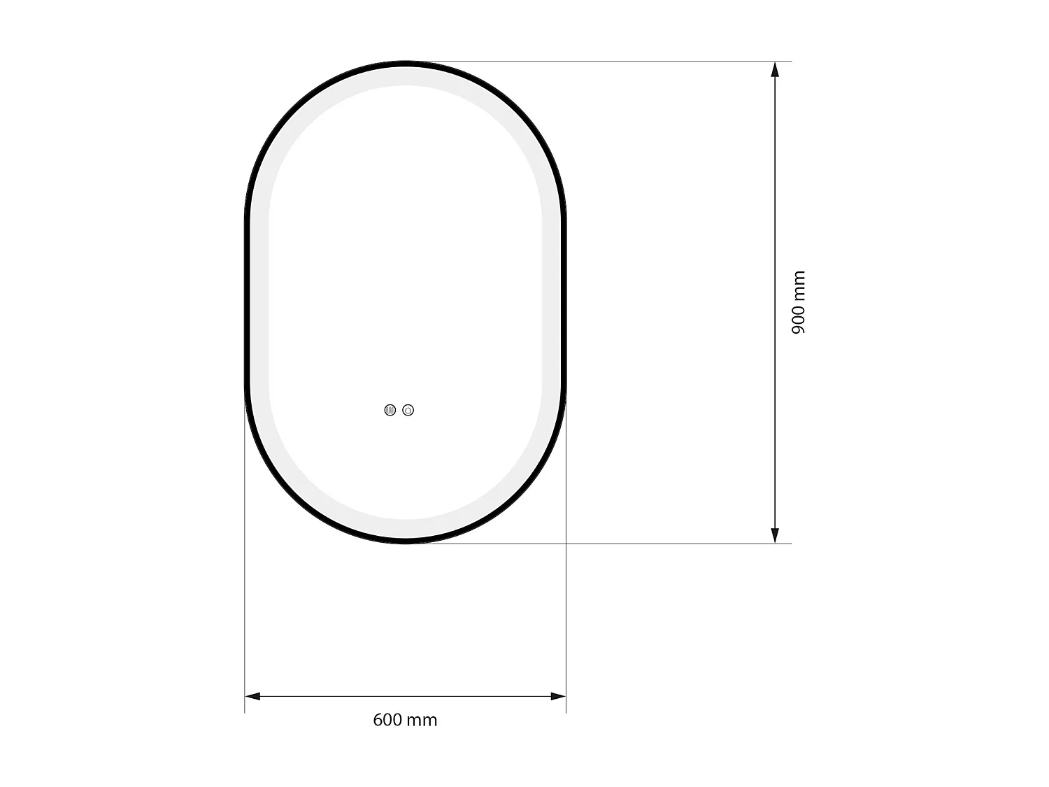 Miroir salle de bain LED ovale 60x90cm anti buée avec cadre en aluminium noir- LuxuryBain