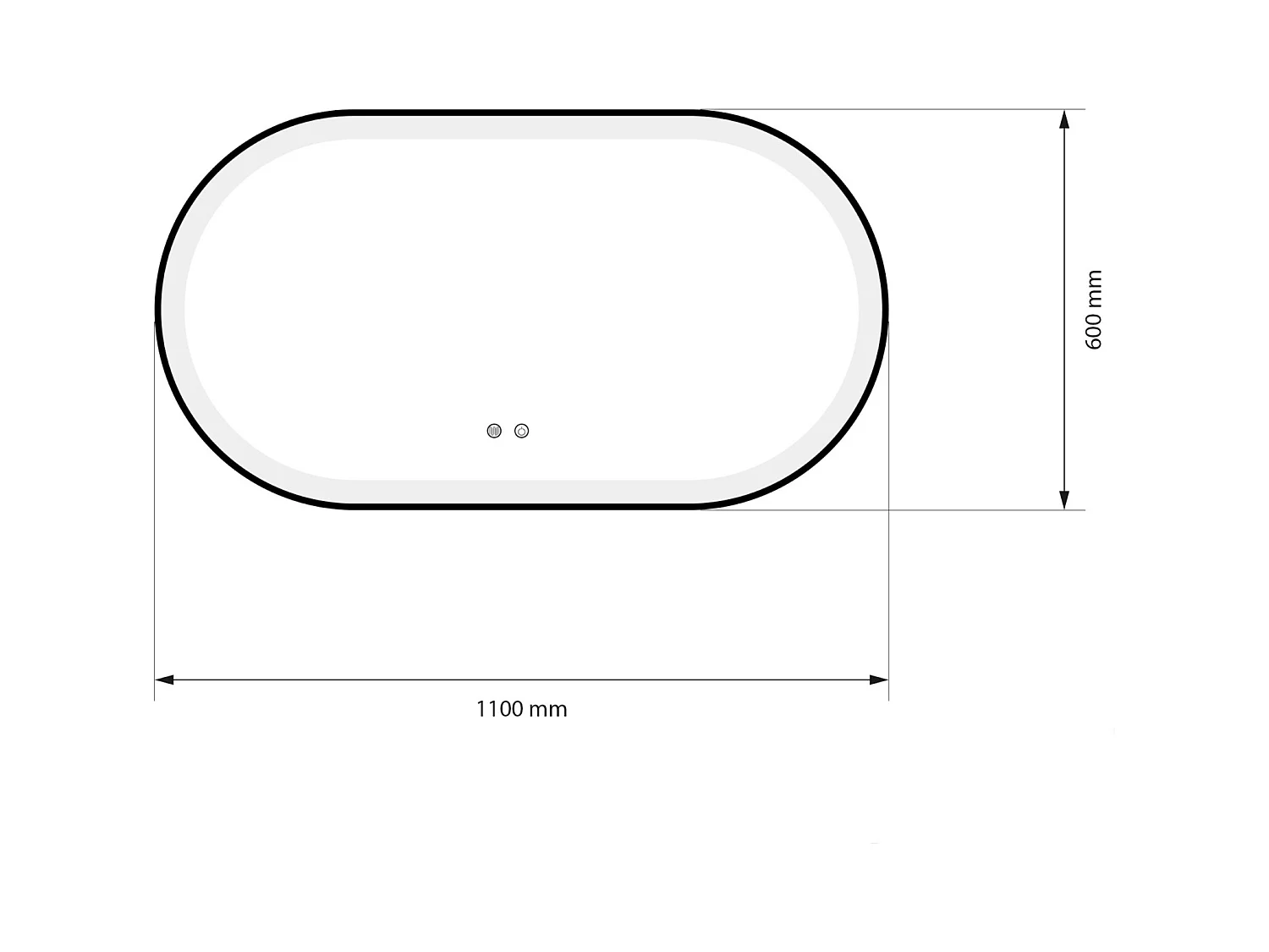 Miroir salle de bain LED ovale 110x60cm anti buée avec cadre en aluminium doré- LuxuryBain