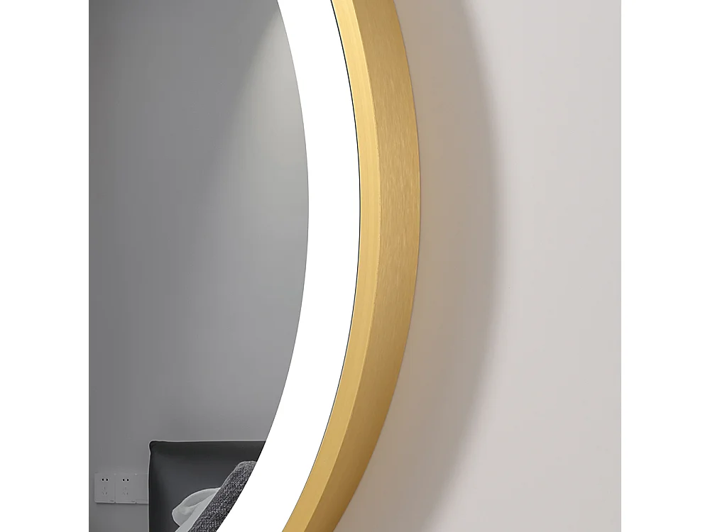 Miroir salle de bain LED ovale 110x60cm anti buée avec cadre en aluminium doré- LuxuryBain