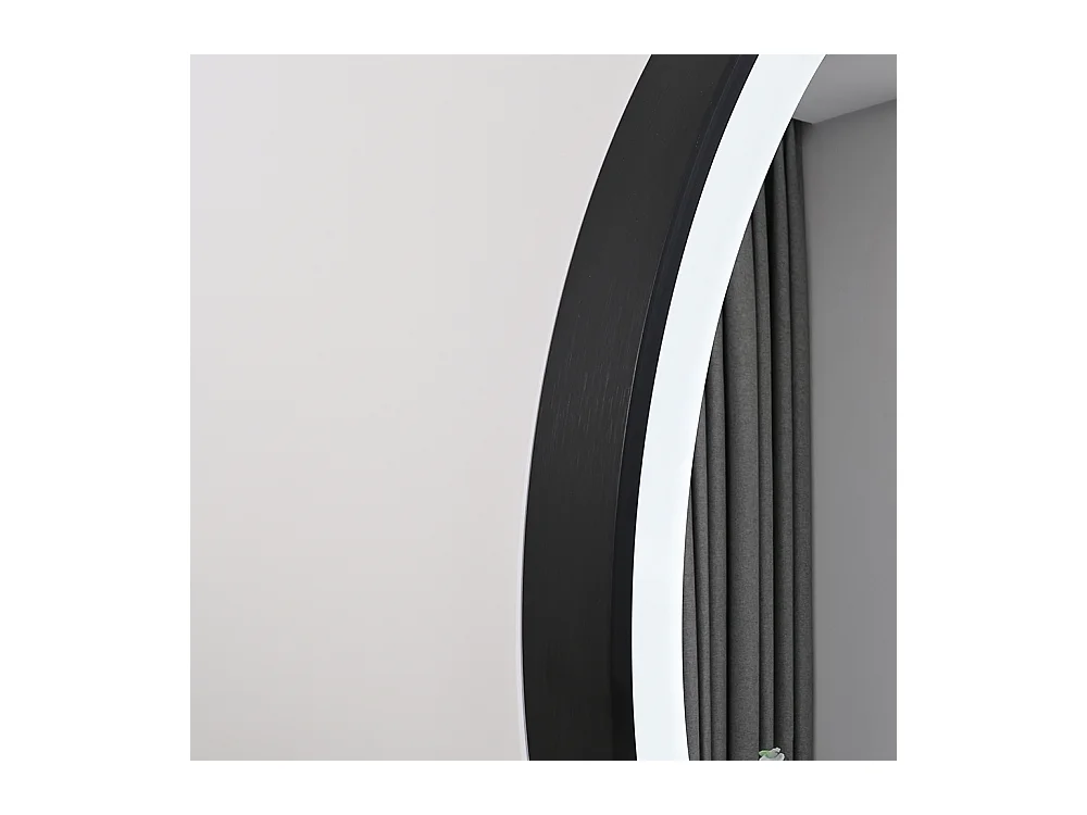 Miroir salle de bain LED ovale 120x60cm anti buée avec cadre en aluminium noir- LuxuryBain