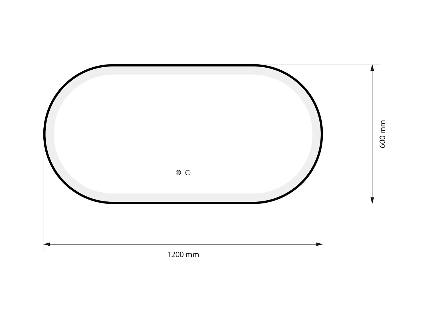 Miroir salle de bain LED ovale 120x60cm anti buée avec cadre en aluminium noir- LuxuryBain