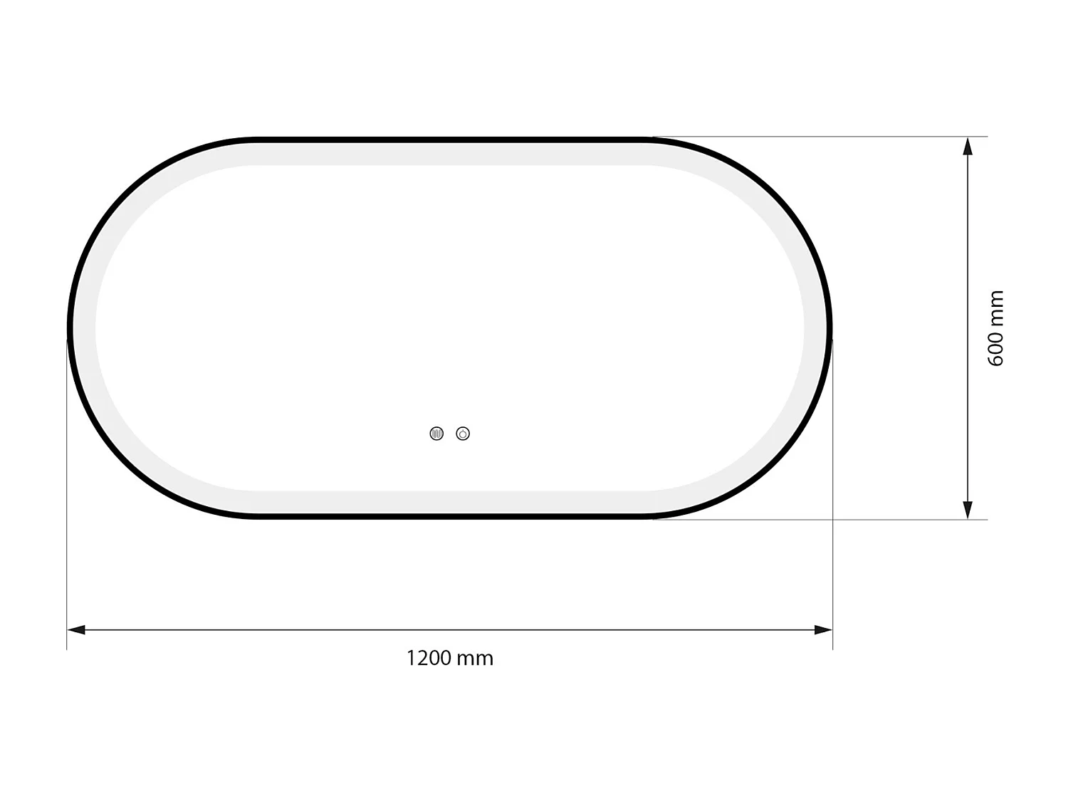 Miroir salle de bain LED ovale 120x60cm anti buée avec cadre en aluminium noir- LuxuryBain