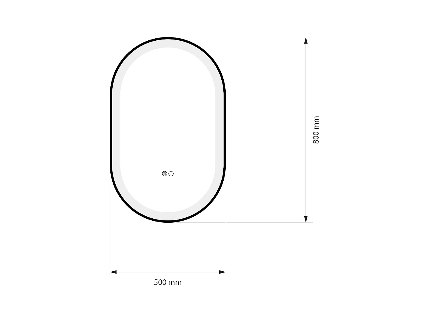 Miroir salle de bain LED ovale 50x80cm anti buée avec cadre en aluminium noir- LuxuryBain