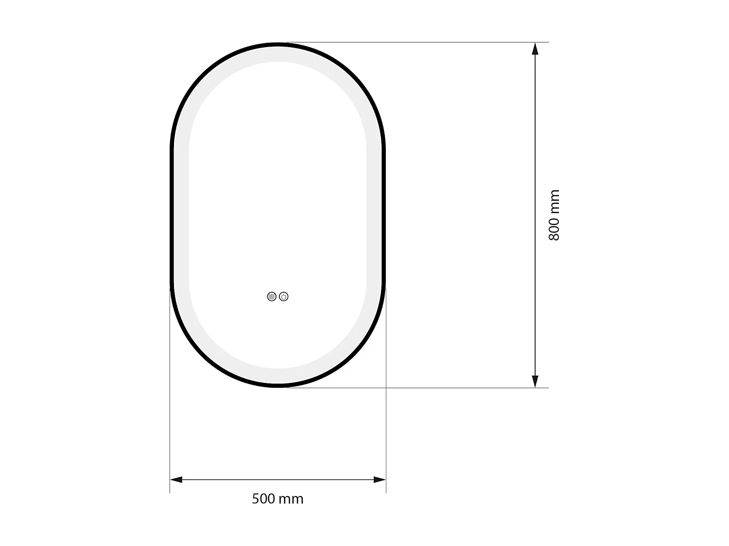Miroir salle de bain LED ovale 50x80cm anti buée avec cadre en aluminium noir- LuxuryBain